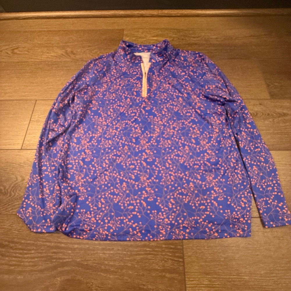 Court Haley Women's Long Sleeve Quarter Zip Pullover, Blue Printed Size XL Golf - Picture 4 of 12